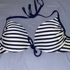 Aerie navy blue/white bikini push-up top